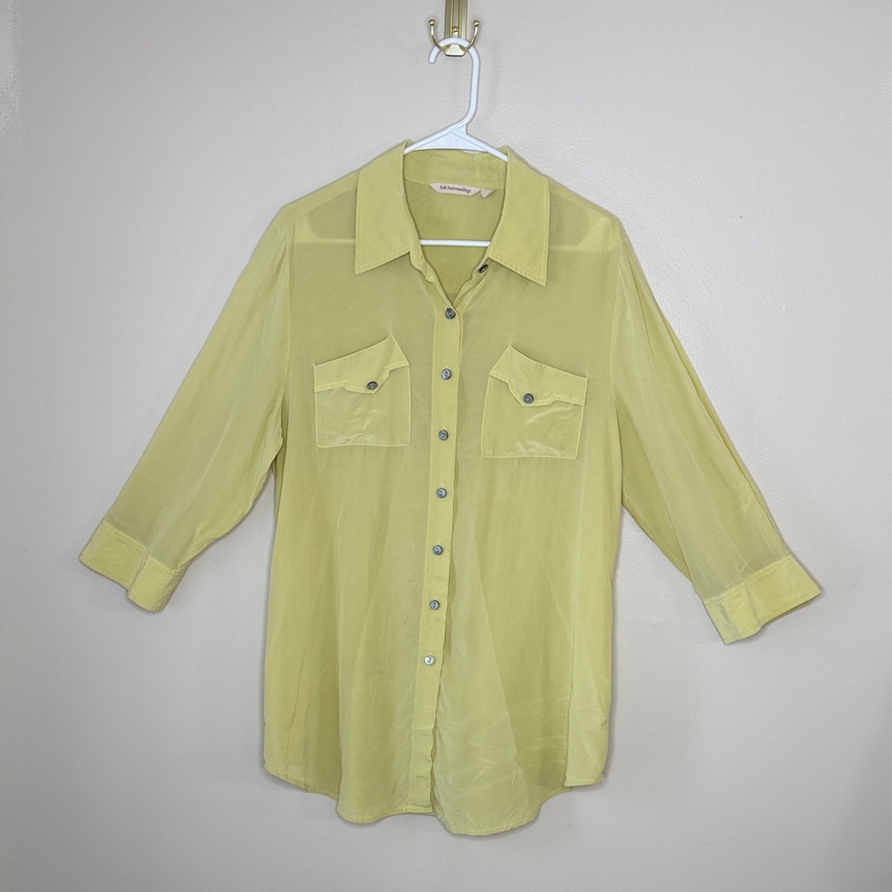 Soft Surroundings Lemon Lime Button-Up Shirt Size L